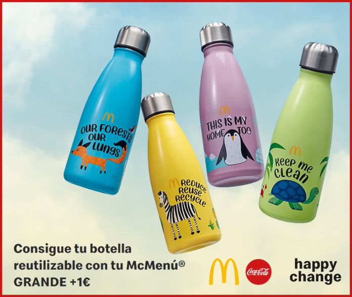 McDonalds gives away reusable bottles with your menu