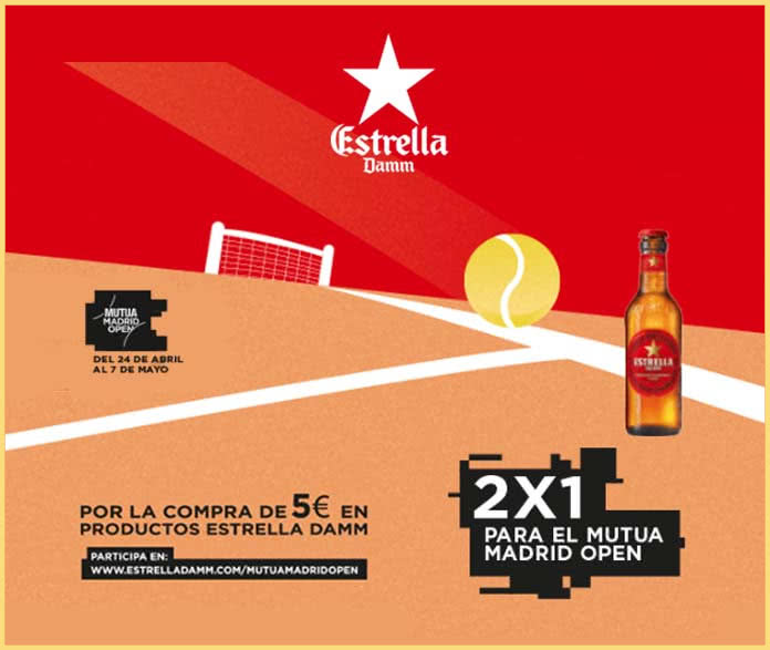 Estrella Damm gives away 400 2×1 Mutua Madrid Open tickets