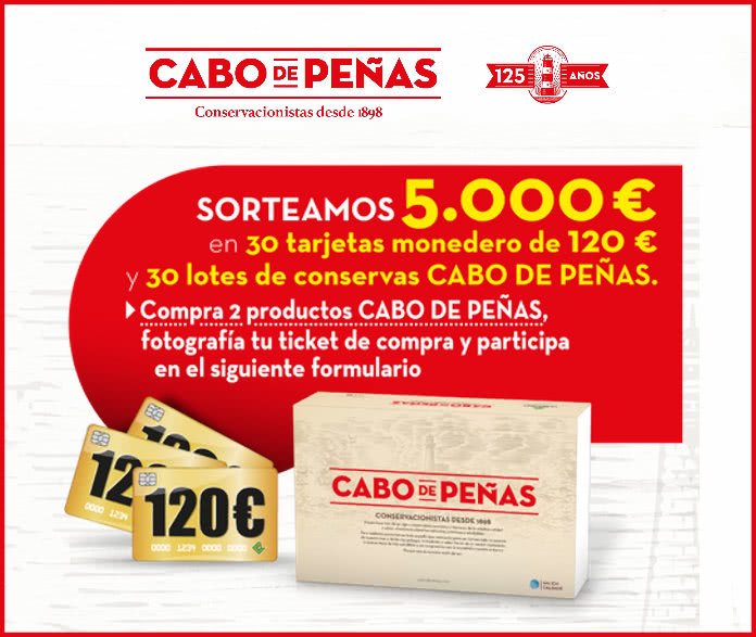 Cabo de Penas raffles 30 wallet cards of E120 and