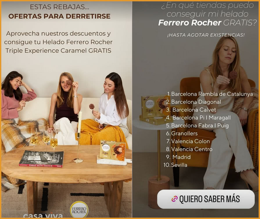Casa Viva gives away Ferrero Rocher ice creams Barcelona ​​Madrid